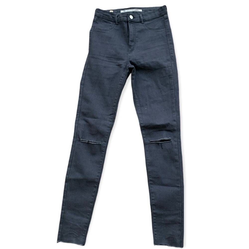Zara Dark Gray Distressed Denim Makers Skinny Jeans Size 6